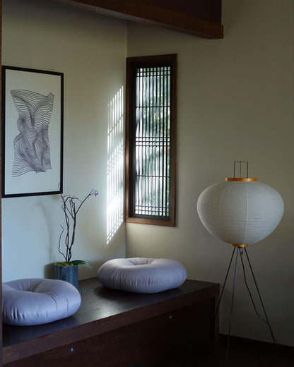 Lampa podłogowa papier ryżowy E27 stojąca metalowa do salonu i sypialni