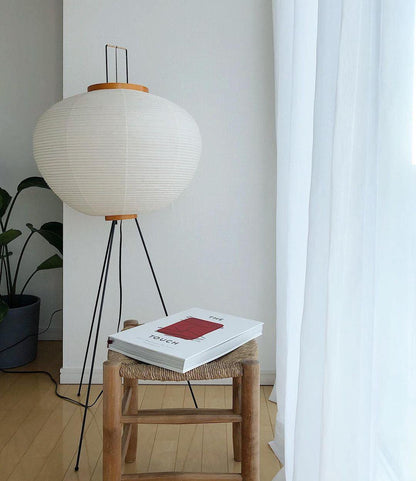 Lampa podłogowa papier ryżowy E27 stojąca metalowa do salonu i sypialni