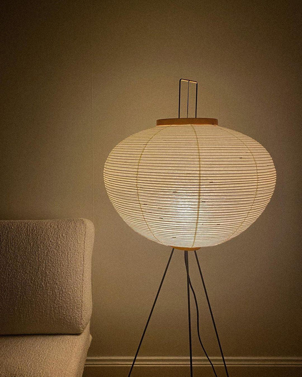 Lampa podłogowa papier ryżowy E27 stojąca metalowa do salonu i sypialni