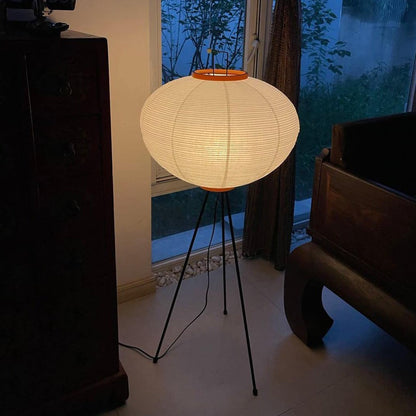 Lampa podłogowa papier ryżowy E27 stojąca metalowa do salonu i sypialni