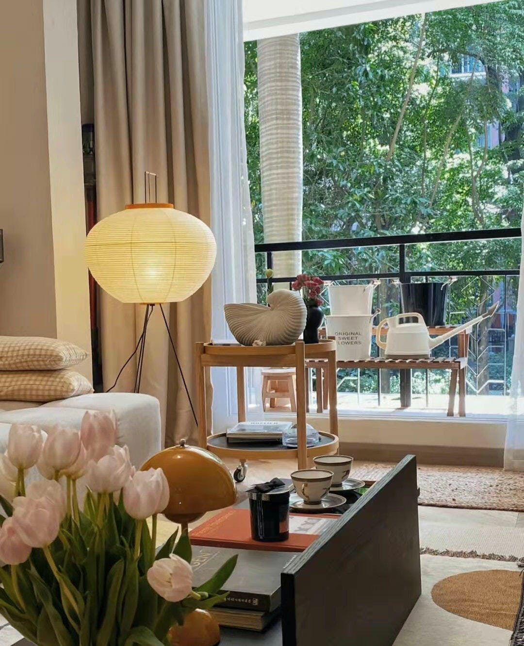 Lampa podłogowa papier ryżowy E27 stojąca metalowa do salonu i sypialni