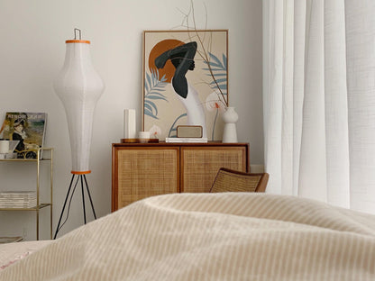 Lampa podłogowa papier ryżowy E27 stojąca metalowa do salonu i sypialni