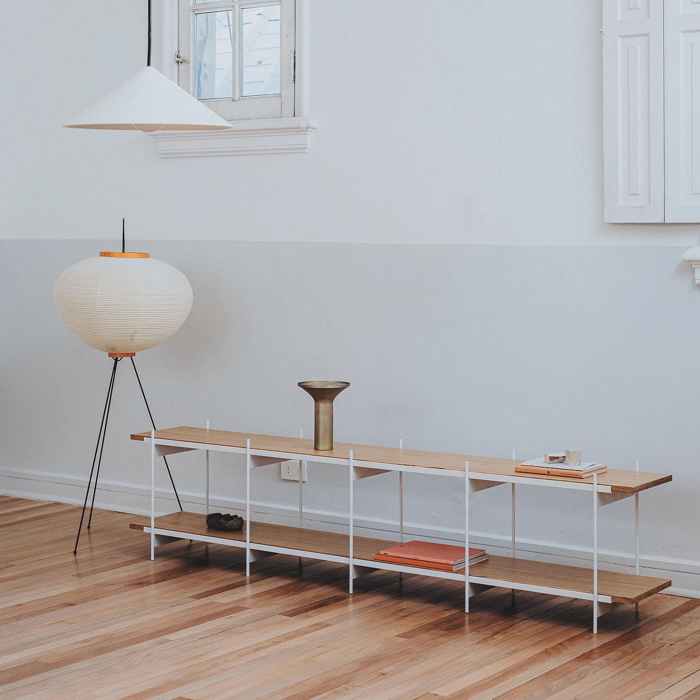Lampa podłogowa papier ryżowy E27 stojąca metalowa do salonu i sypialni