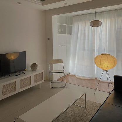 Lampa podłogowa papier ryżowy E27 stojąca metalowa do salonu i sypialni