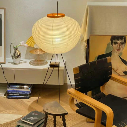 Lampa podłogowa papier ryżowy E27 stojąca metalowa do salonu i sypialni