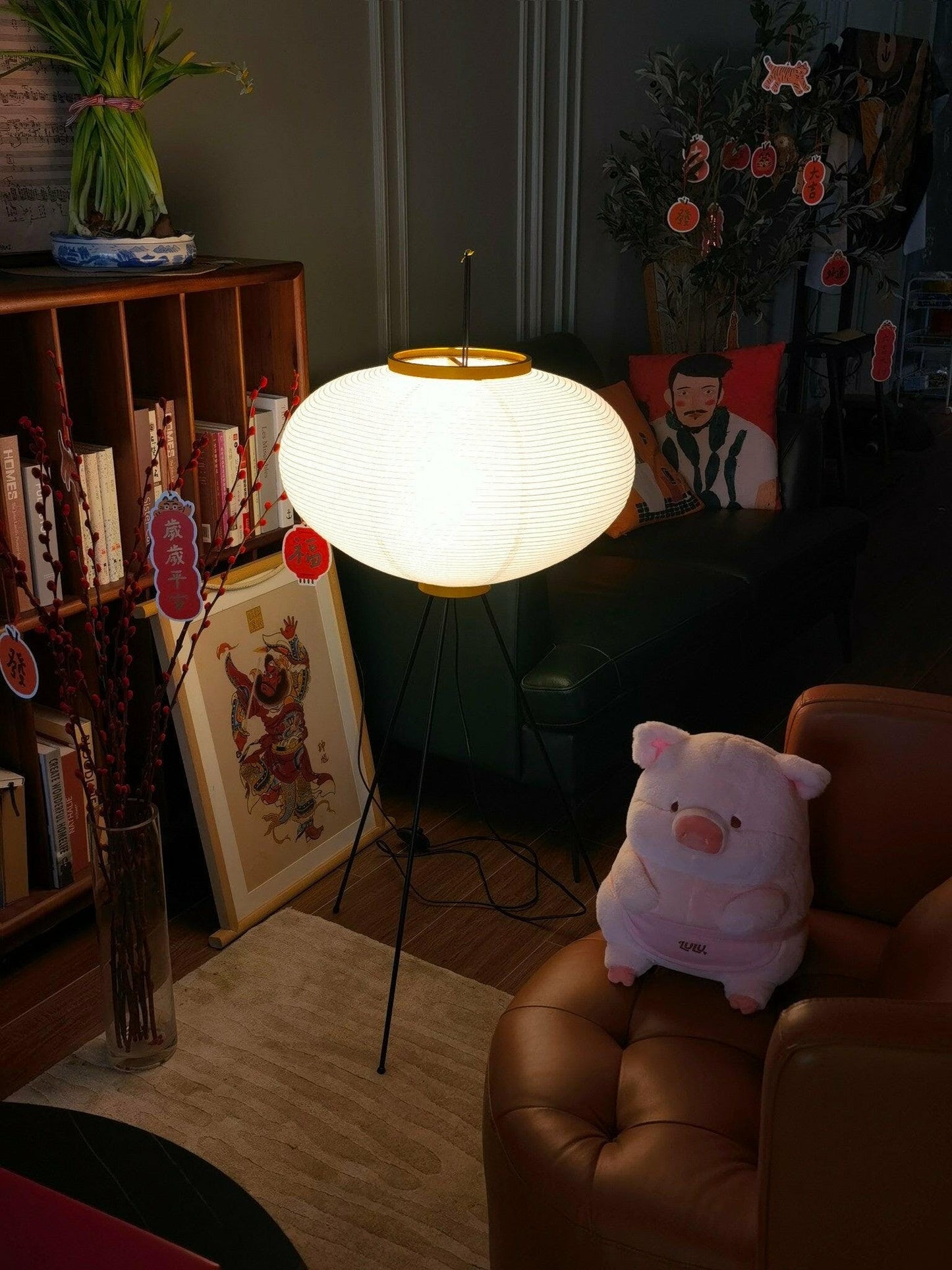 Lampa podłogowa papier ryżowy E27 stojąca metalowa do salonu i sypialni