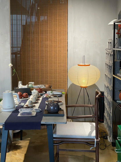 Lampa podłogowa papier ryżowy E27 stojąca metalowa do salonu i sypialni