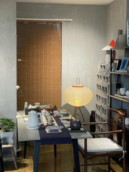 Lampa podłogowa papier ryżowy E27 stojąca metalowa do salonu i sypialni