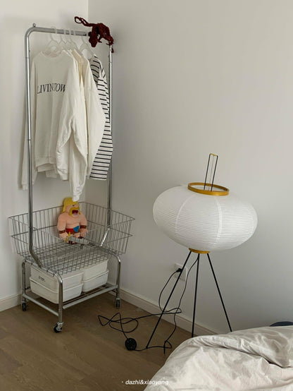 Lampa podłogowa papier ryżowy E27 stojąca metalowa do salonu i sypialni
