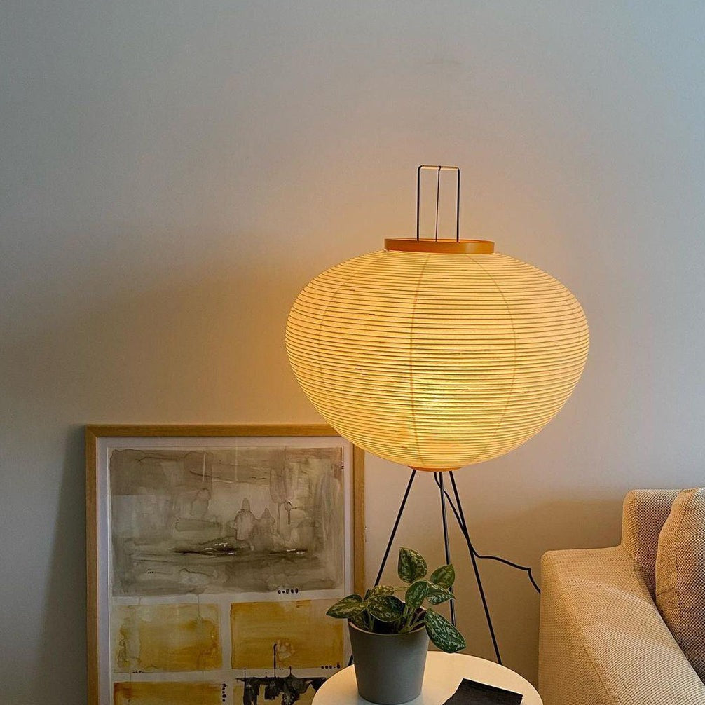 Lampa podłogowa papier ryżowy E27 stojąca metalowa do salonu i sypialni