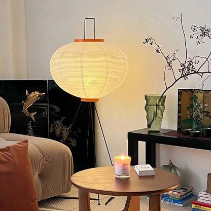 Lampa podłogowa papier ryżowy E27 stojąca metalowa do salonu i sypialni