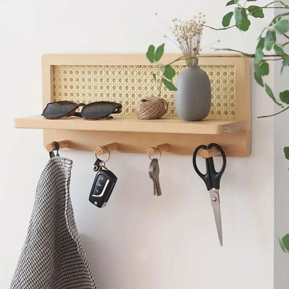 Wall shelf with hooks