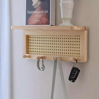 Wall shelf with hooks