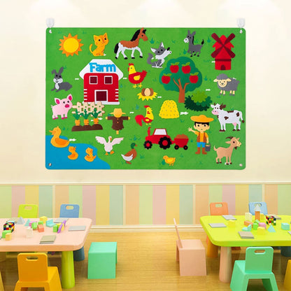 Filcowa Tablica Edukacyjna dla Dzieci 105×75 cm – Zestaw do Układania Scen i Historii