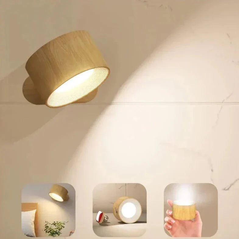Bezprzewodowa lampa ścienna LED z regulacją jasności i obrotem 360°
