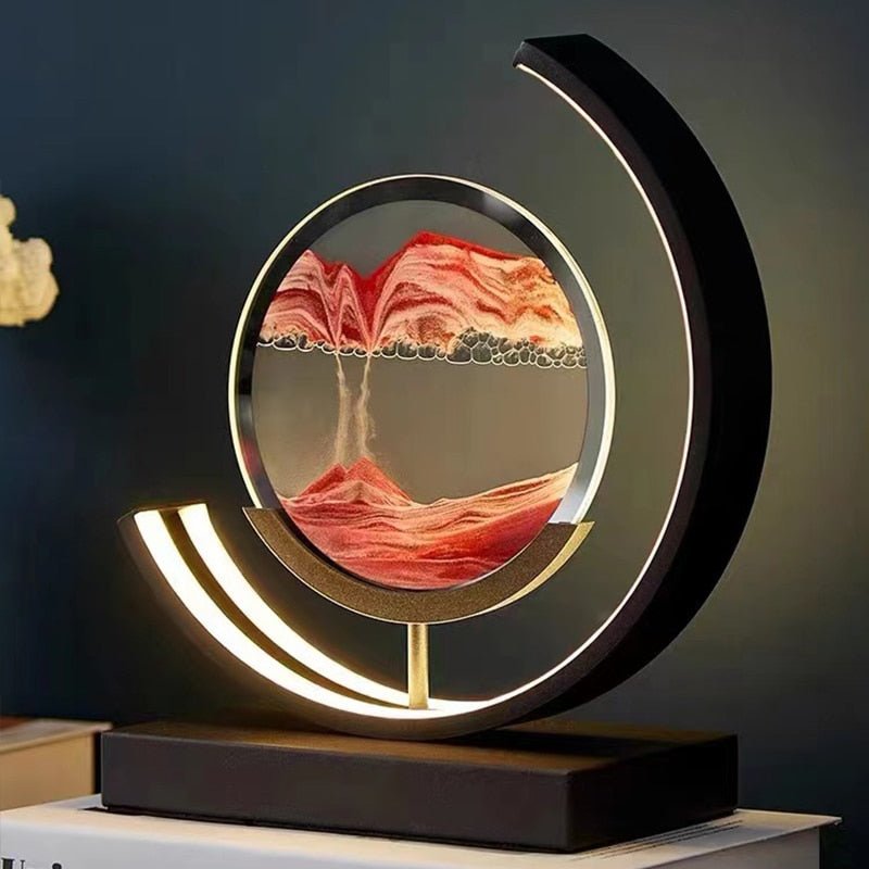 Lampka stołowa LED z ruchomym piaskiem 3D i obrotową konstrukcją