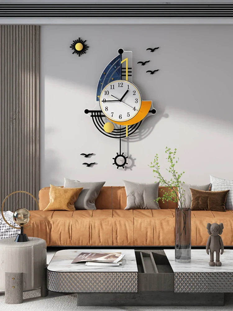 Wall clock with a sailboat