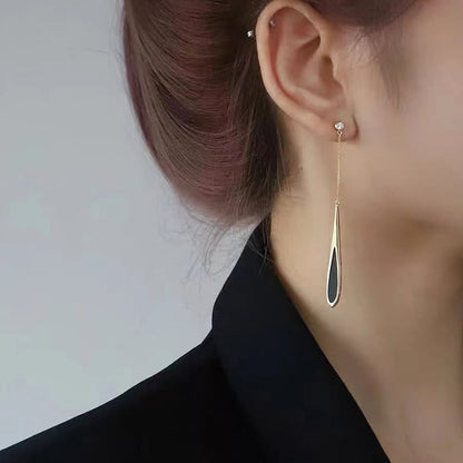 Boucles d’oreilles pendantes à franges noires