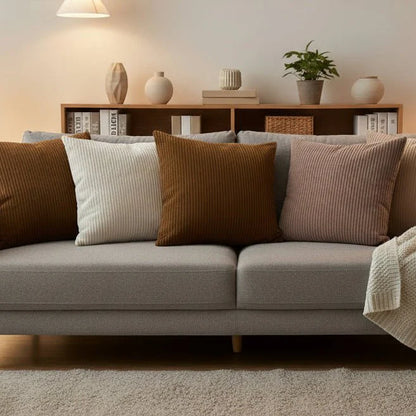 Housse de coussin en velours côtelé pour le salon