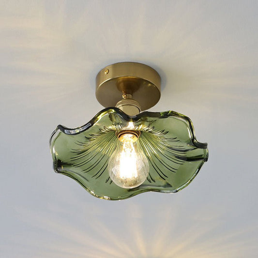 Szklana lampa sufitowa w kształcie kwiatu hibiskusa z trzonkiem E26