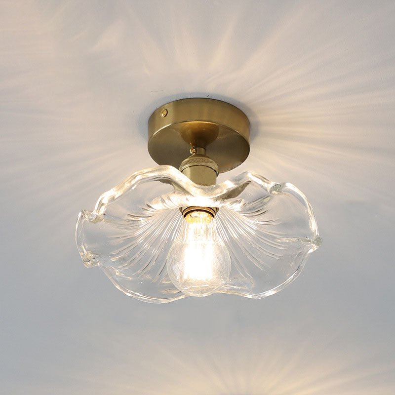 Szklana lampa sufitowa w kształcie kwiatu hibiskusa z trzonkiem E26