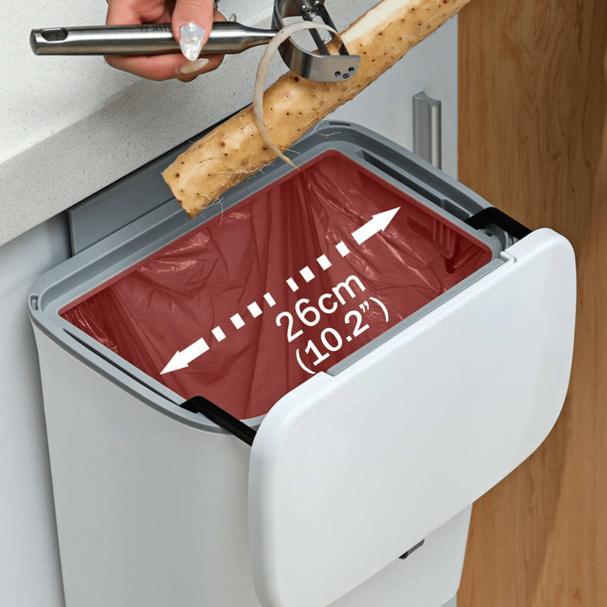 Wall-mounted bin with lid, 9 l