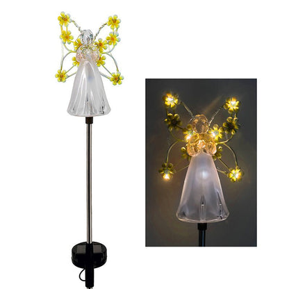 Solarna Lampa LED do Ogrodu z Motywem Skrzydeł w Kolorach Fioletowym, Różowym, Niebieskim i Żółtym