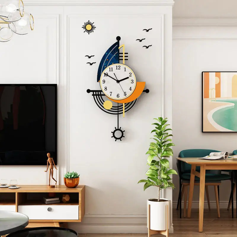 Wall clock with a sailboat