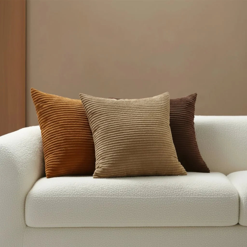 Housse de coussin en velours côtelé pour le salon