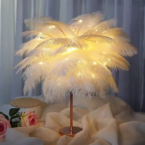 LED feather table lamp