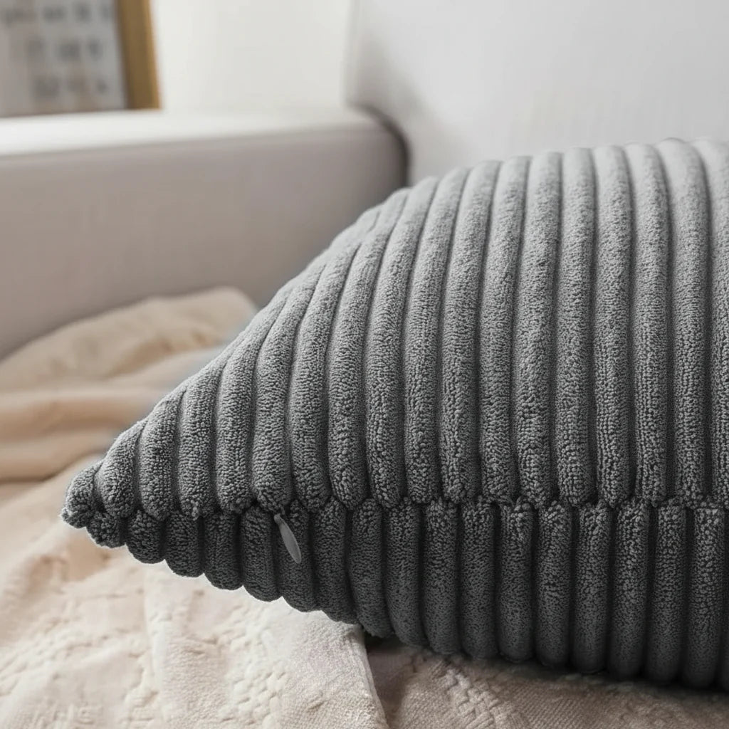 Housse de coussin en velours côtelé pour le salon