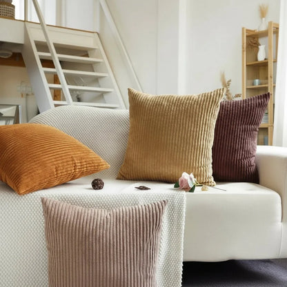 Housse de coussin en velours côtelé pour le salon