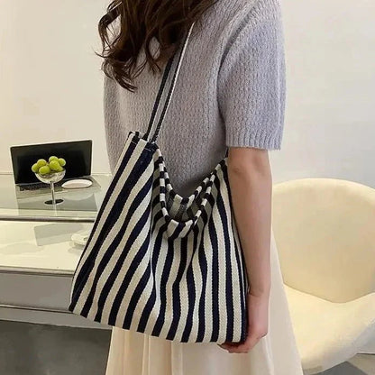 Torba Tote w Paski z Długimi Ramiączkami do Codziennego Użytku