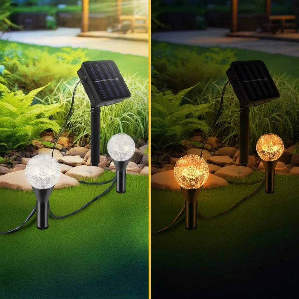 Solarny Łańcuch Świetlny LED z 20 Lampkami i 8 Trybami Oświetlenia do Ogrodu i Tarasu