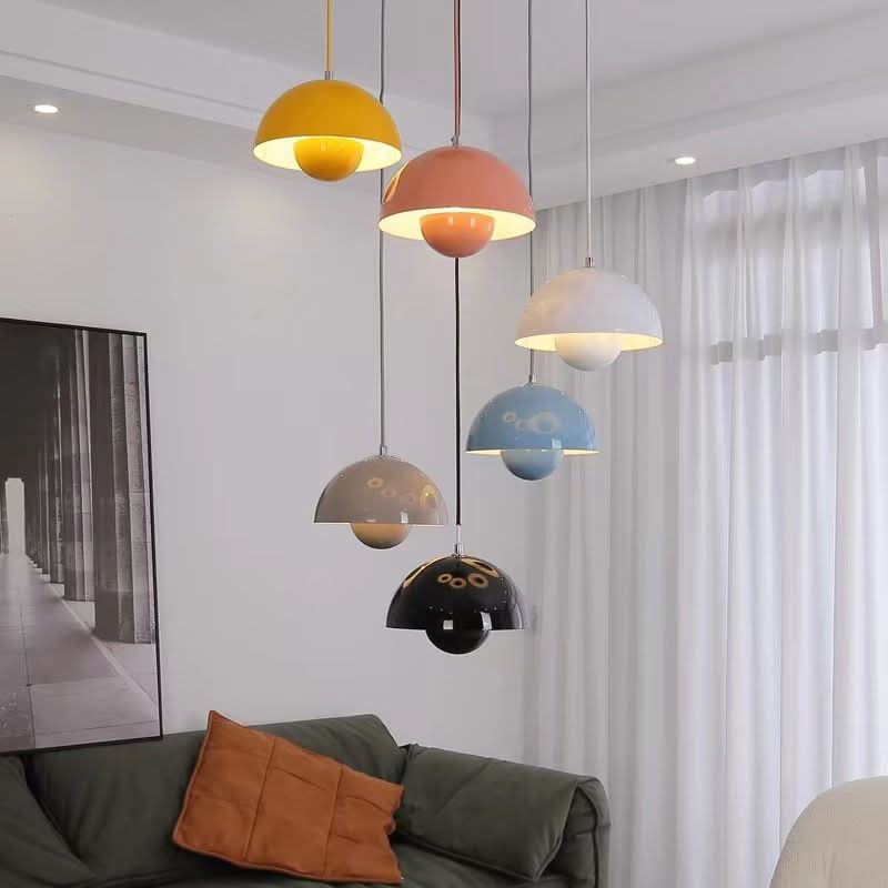 Lampa Wisząca LED z Tekstylnym Kloszem i Regulowaną Wysokością