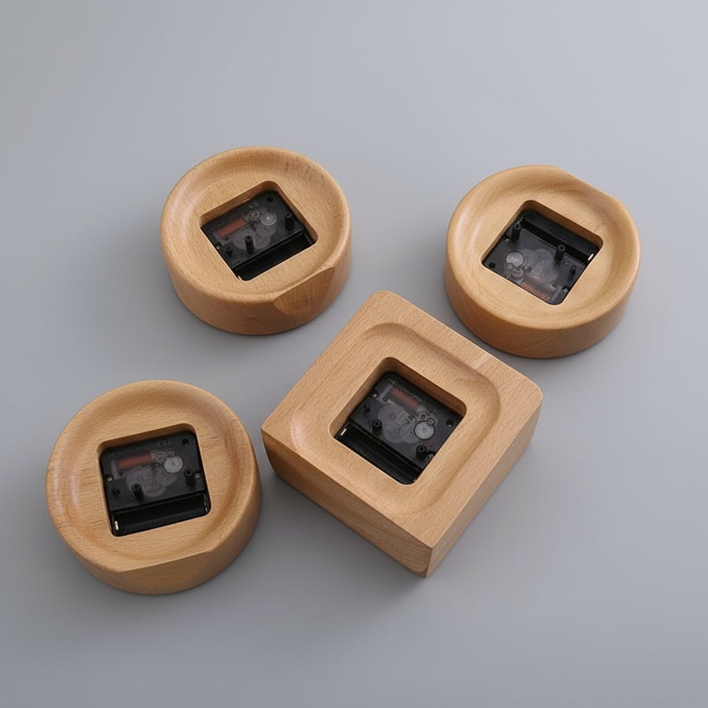 Silent beechwood analog alarm clock