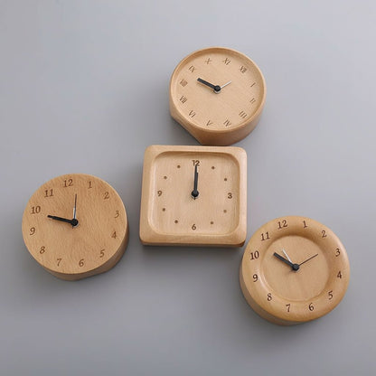 Silent beechwood analog alarm clock