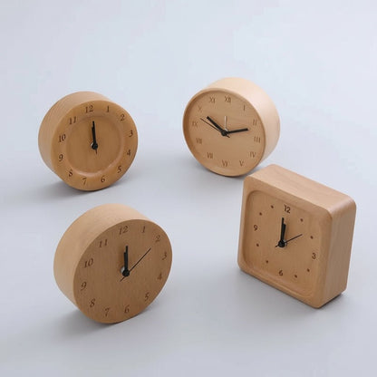Silent beechwood analog alarm clock