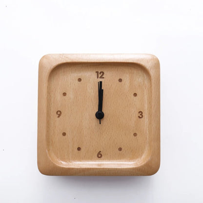 Silent beechwood analog alarm clock