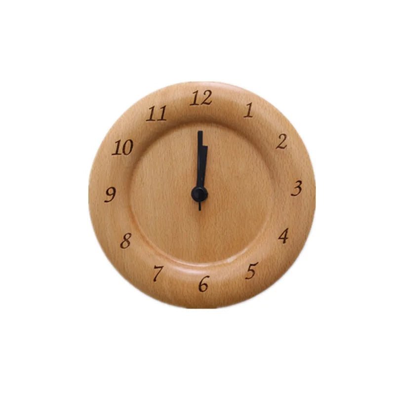 Silent beechwood analog alarm clock