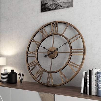 Ażurowy Zegar Ścienny z Kutego Żelaza 40 × 40 cm do Salonu i Biura