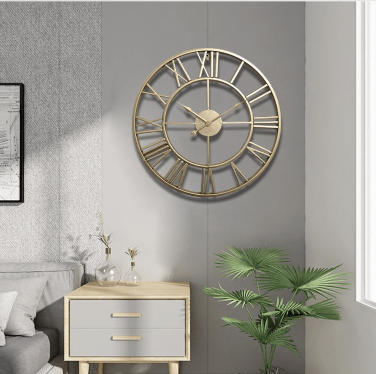 Ażurowy Zegar Ścienny z Kutego Żelaza 40 × 40 cm do Salonu i Biura