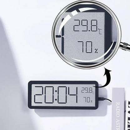 Cyfrowy Zegar Ścienny LCD z Wyświetlaczem Temperatury i Wilgotności