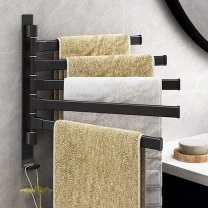 Towel rack with 5 rotating arms