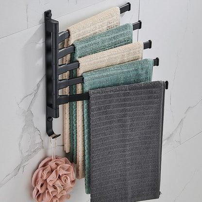 Towel rack with 5 rotating arms