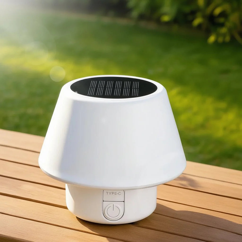 Solarna Lampa Stołowa LED z Zasilaniem USB, 4 Trybami Światła i Funkcją Przenośną