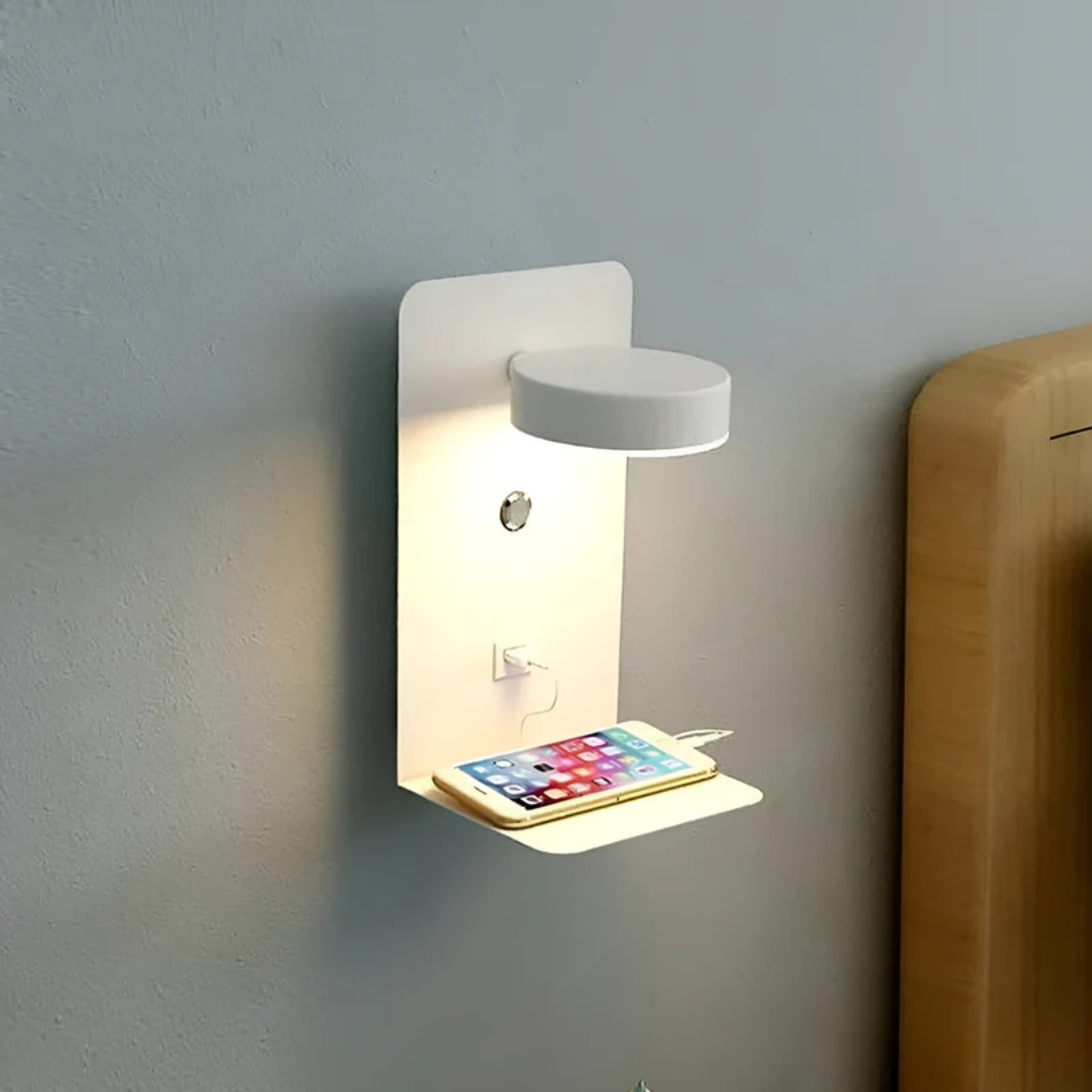 Applique LED avec étagère USB