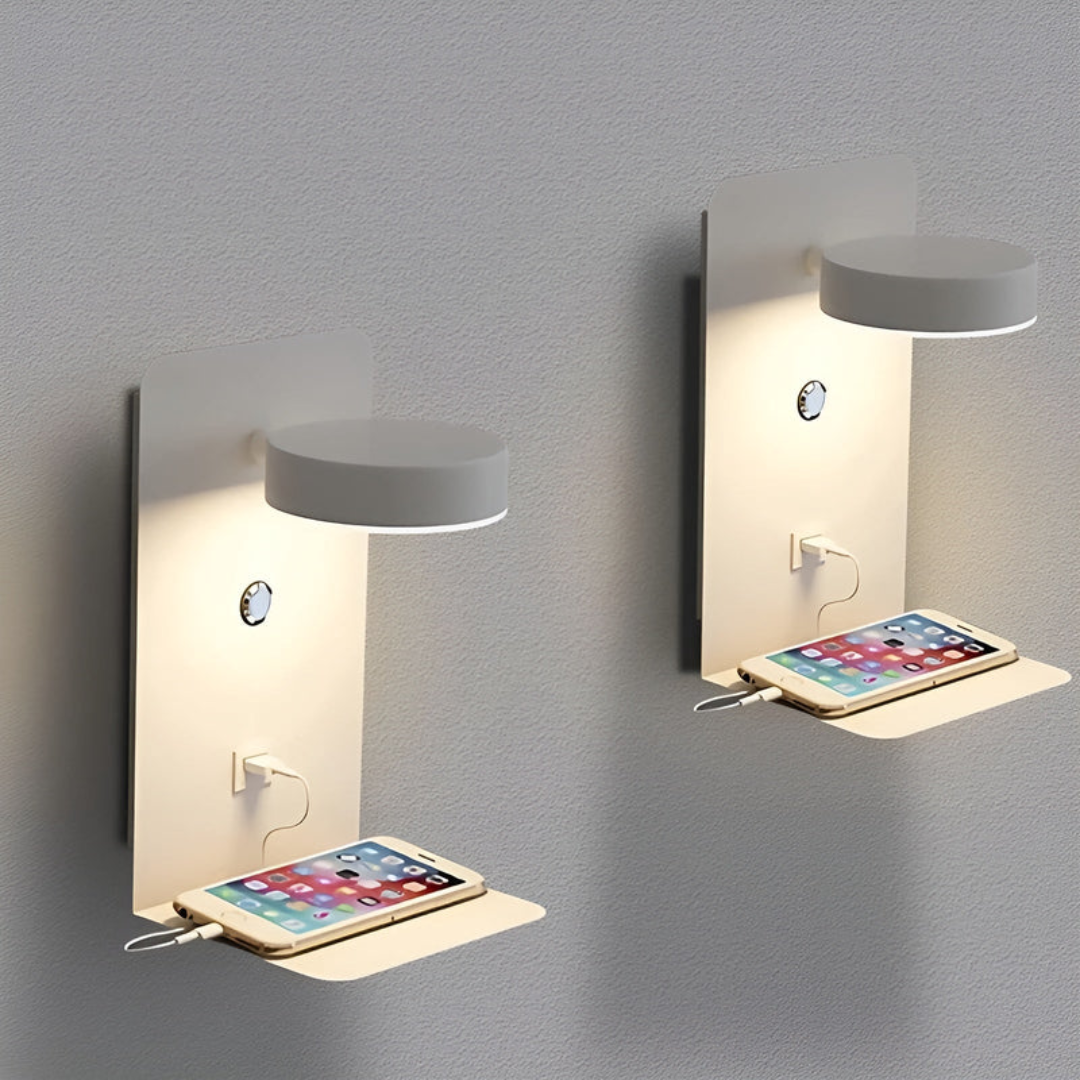 Applique LED avec étagère USB