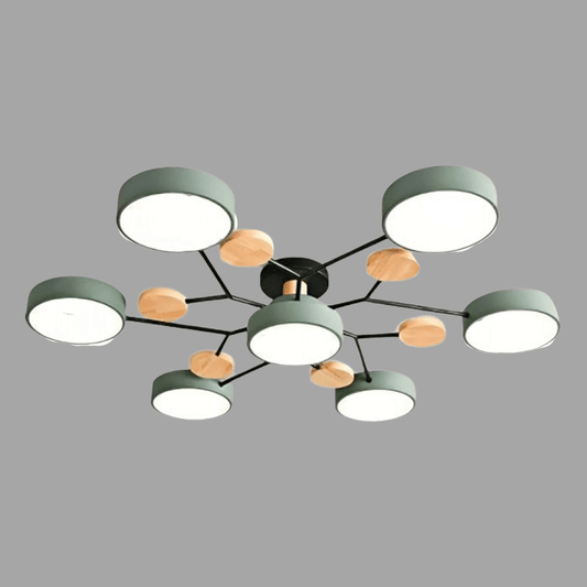 Lampa sufitowa LED z rozgałęzionymi ramionami z metalu i drewna do salonu 10–15 m²