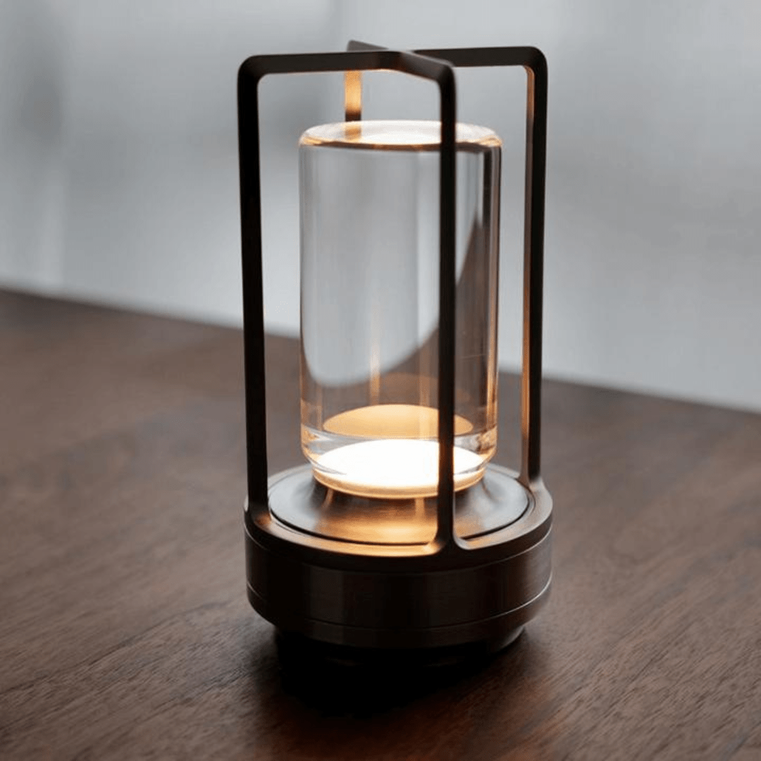 Lampa stołowa LED z kryształowym kloszem i regulacją jasności USB